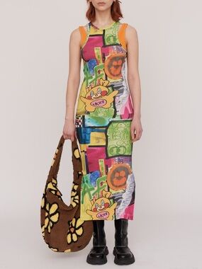 Lazy Oaf Sz 6 tank collage vest dress
